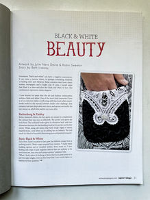 Black & White Beauty: Close-up of a black and white embroidered handkerchief