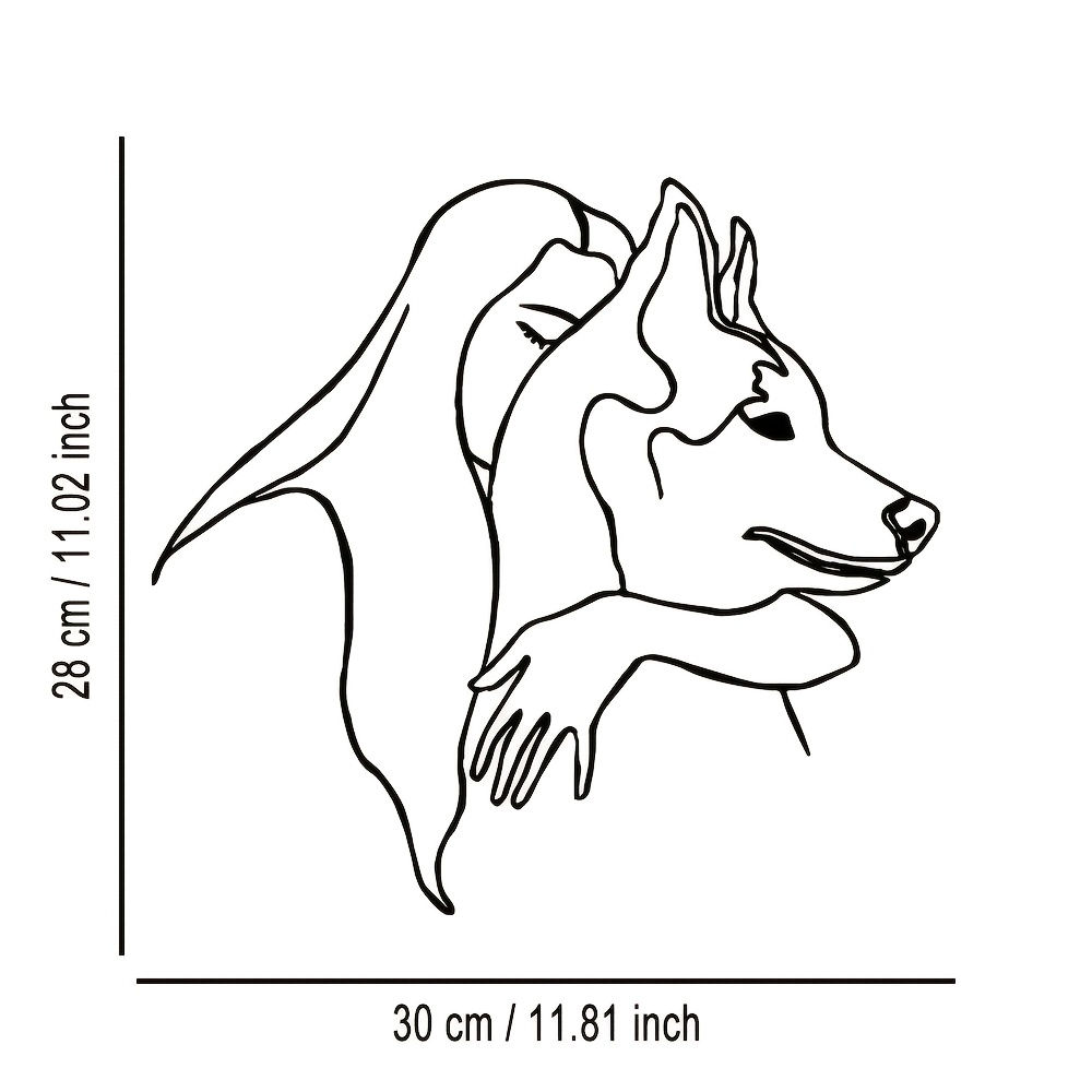 Art Mural en Métal Femme Élégante & Chien - Design Abstrait pour la Décoration
