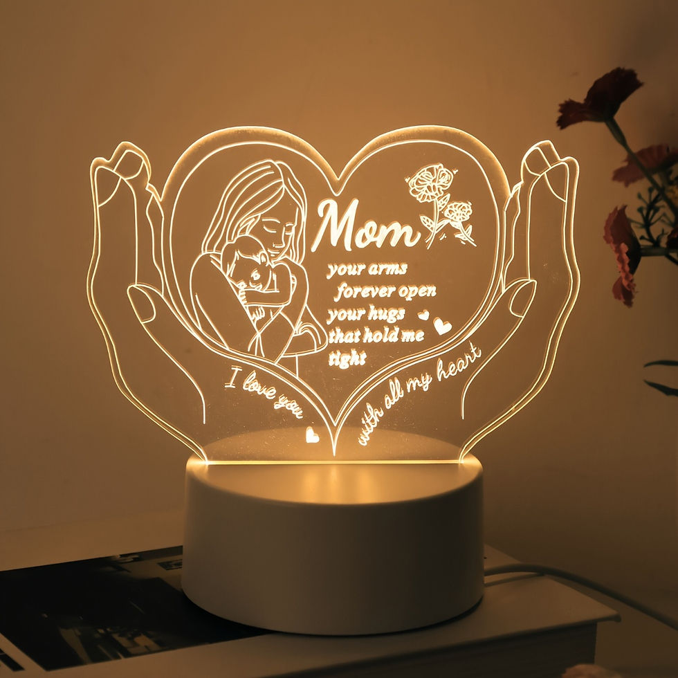 1pc 3D sculpté à la main Lampe de nuit Amour de mère, Lampe de table sculptée 