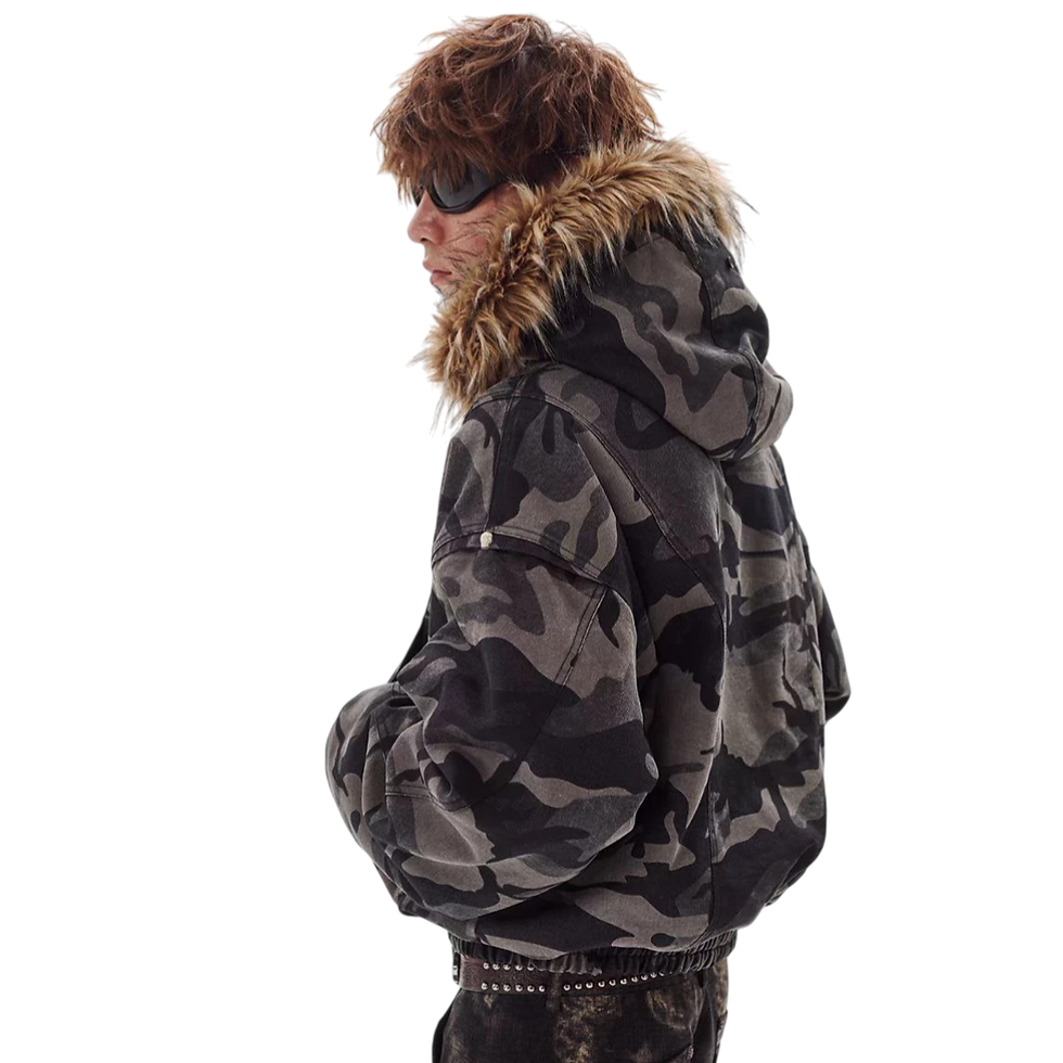 Thumbnail: Camo Fur Hood Jacket