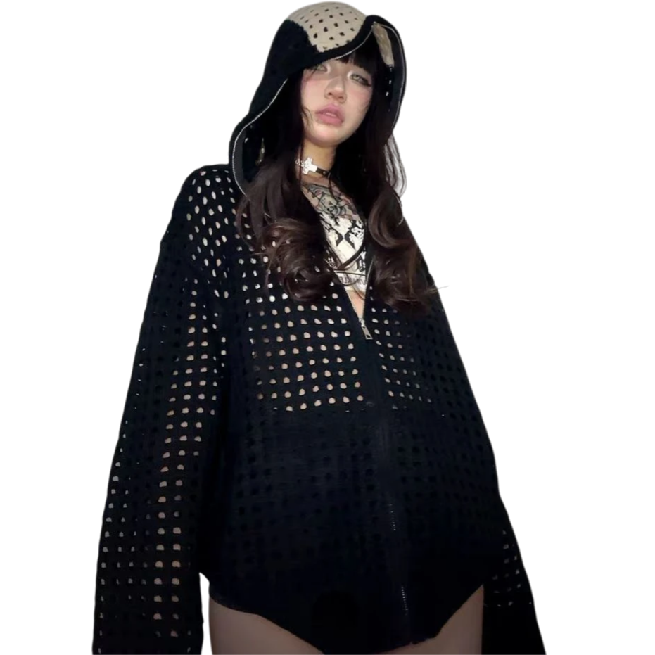 Thumbnail: Cross Mesh Zip Hoodie