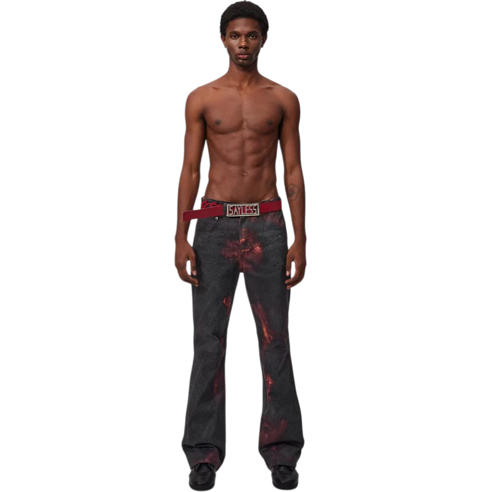 Thumbnail: Fourth3ex Distressed Flare Jeans