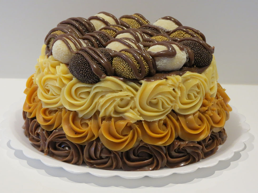Torta de Brigadeiro Preto, Brigadeiro de Leite Ninho e Doce de Leite
