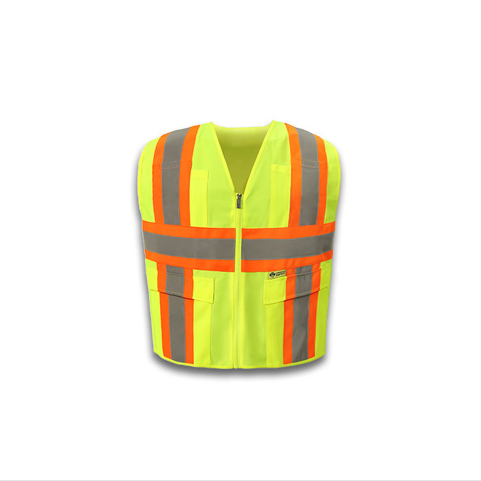 7048C-2 High Visibility Contrast Vest, Class 2, Lime, Zipper Closure