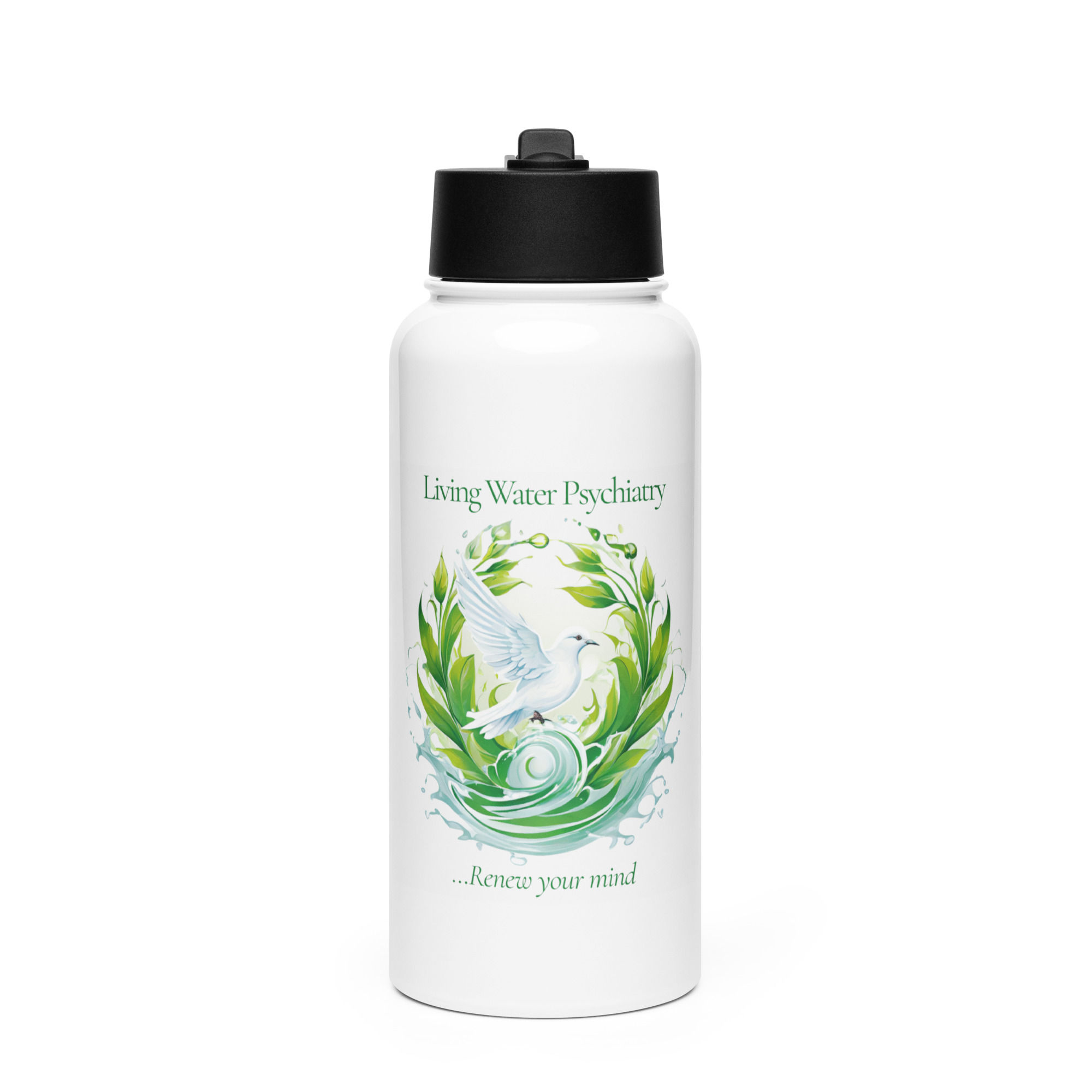 Stainless steel water bottle with a straw lid