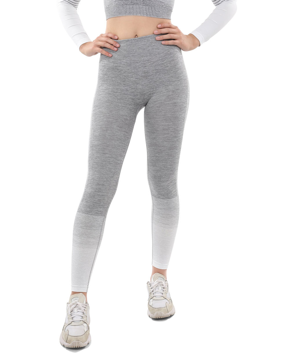 Miniatura: Bocana Seamless Leggings & Sports Top Set - Grey & White