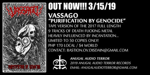 Vassago's Purification by Genocide released on tape by Anugal Audio Terror