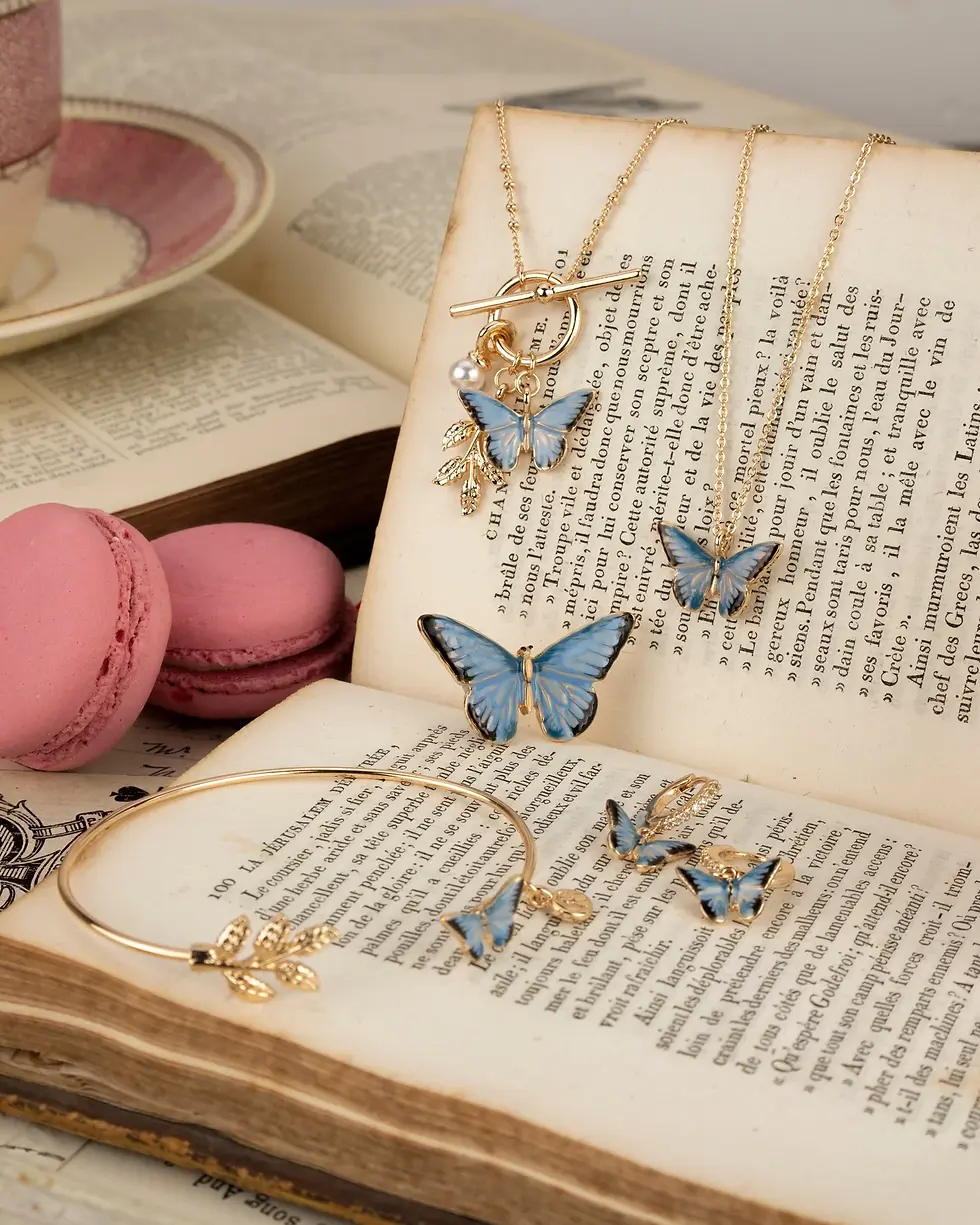 Thumbnail: Enamel Blue Butterfly Huggie Earrings