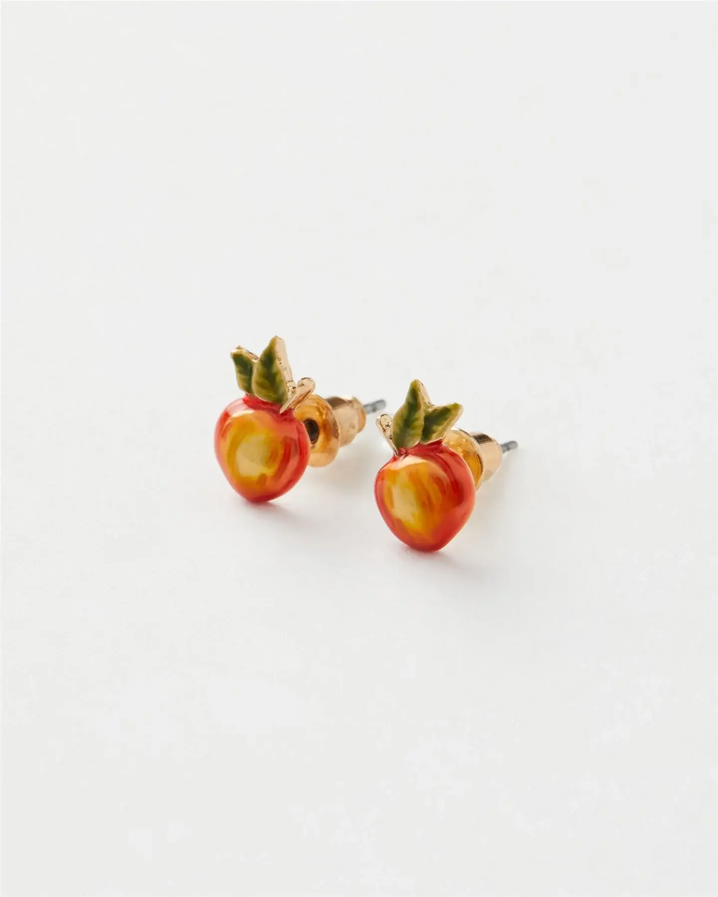 Enamel Apple Stud Earrings