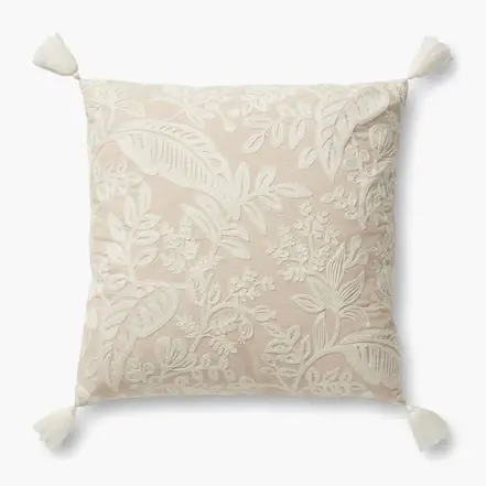 Canopy Cream Embroidered 22'' Pillow