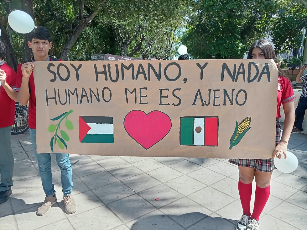 Estudiantes de la FNERRR Sinaloa se movilizan en solidaridad con Palestina