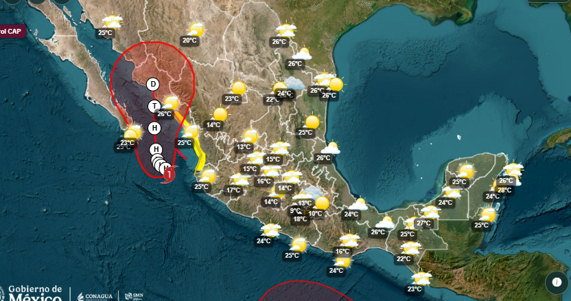 Huracán Simón de categoría amenaza las costas de Sinaloa con lluvias muy fuertes y mar de fondo