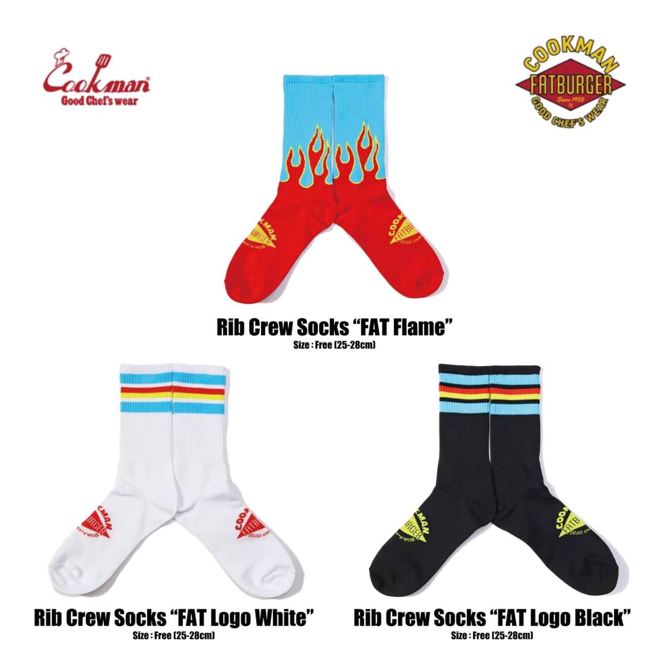 Cookman™️ Rib Crew Socks "FAT" #3colors