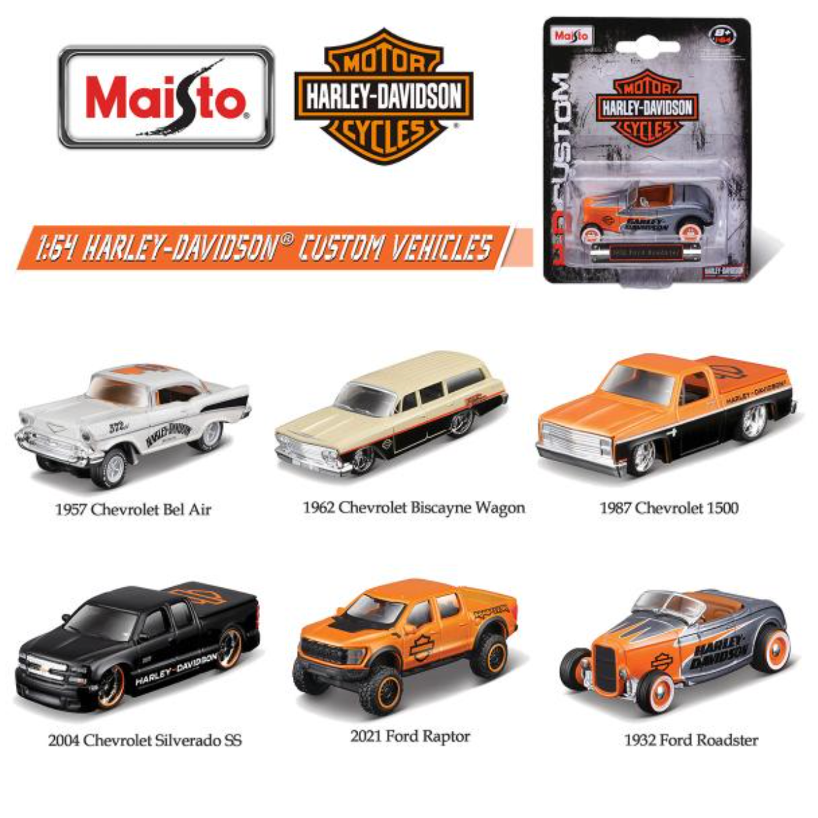 Maisto 1/64 HARLEY-DAVIDSON CUSTOM CAR#6types