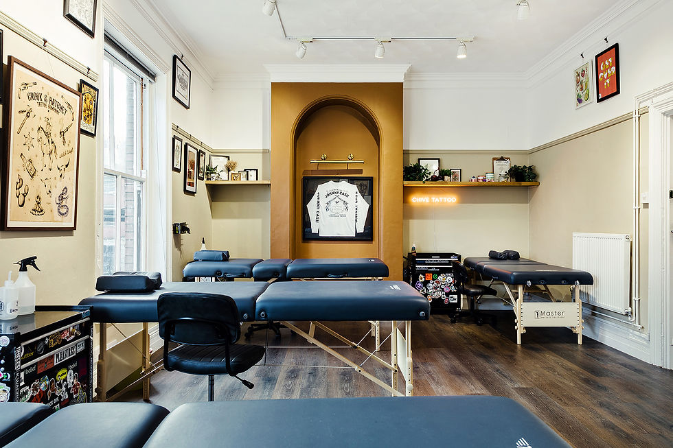 interior of friendly Norwich tattoo shop Crook and Hatchet