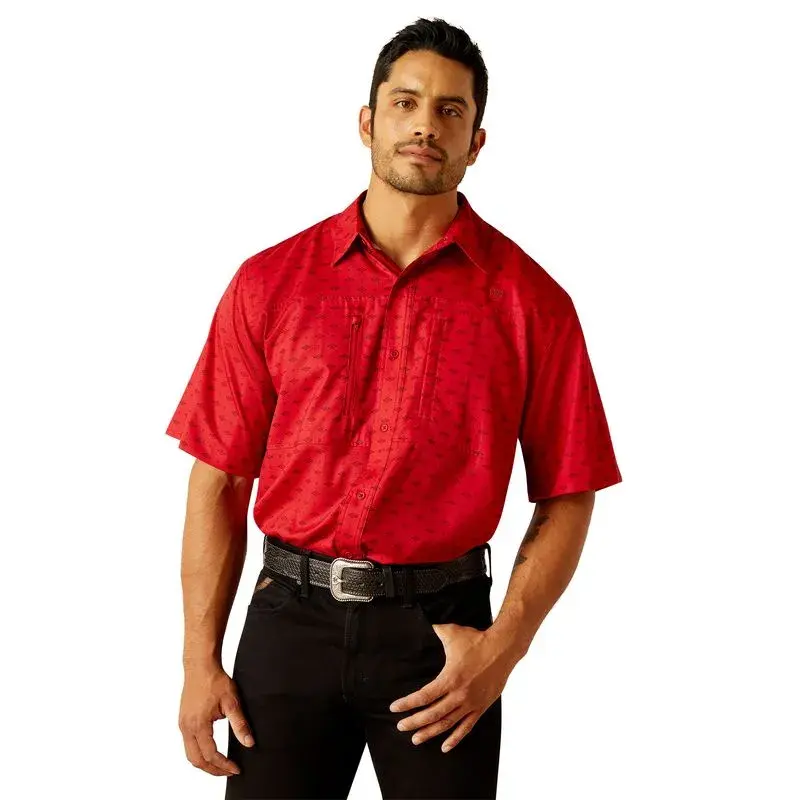 ARIAT MENS HAUTE RED VENTTEK SHORT SLEEVE SHIRT