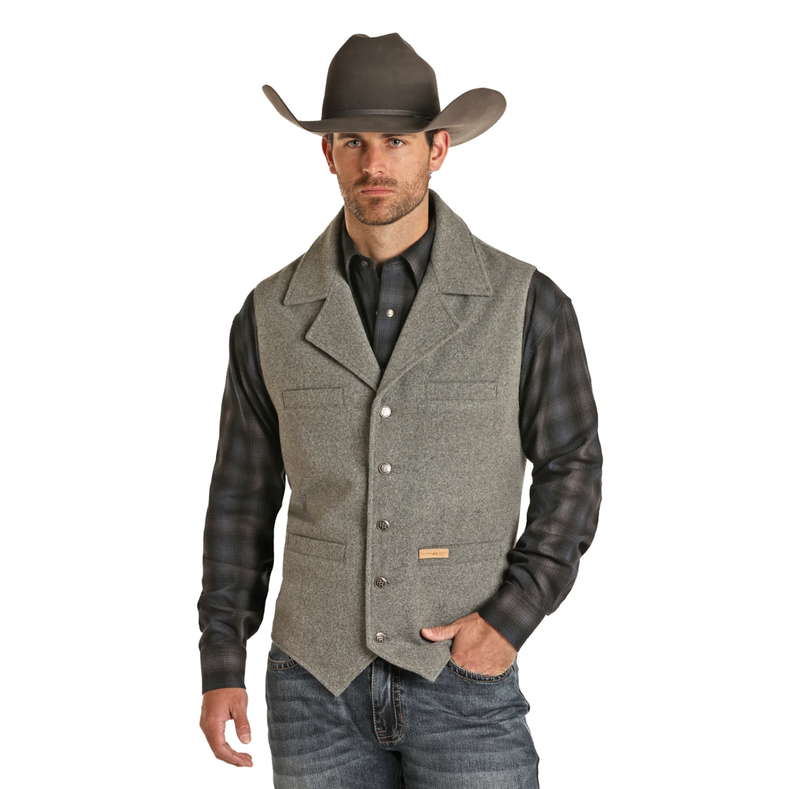 Panhandle® Men's Button Down Solid Montana Charcoal Vest 98-1176-02