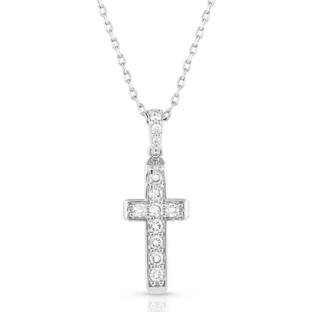 MONTANA SILVERSMITH Dainty Crystal Cross Necklace