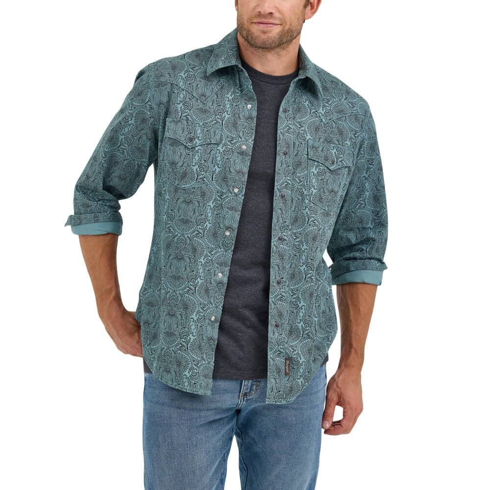 Wrangler Mens Retro® Premium Western Printed Shirt Pine Paisley - 112368221