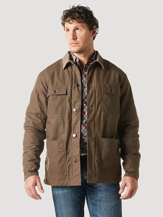 MEN'S WESTERN LINED CANVAS BARN COAT IN WAXED CHOCOLATE CHIP | JRs Western Store MEN'S WESTERN LINED CANVAS BARN COAT IN WAXED CHOCOLATE CHIP | JRs Western Store