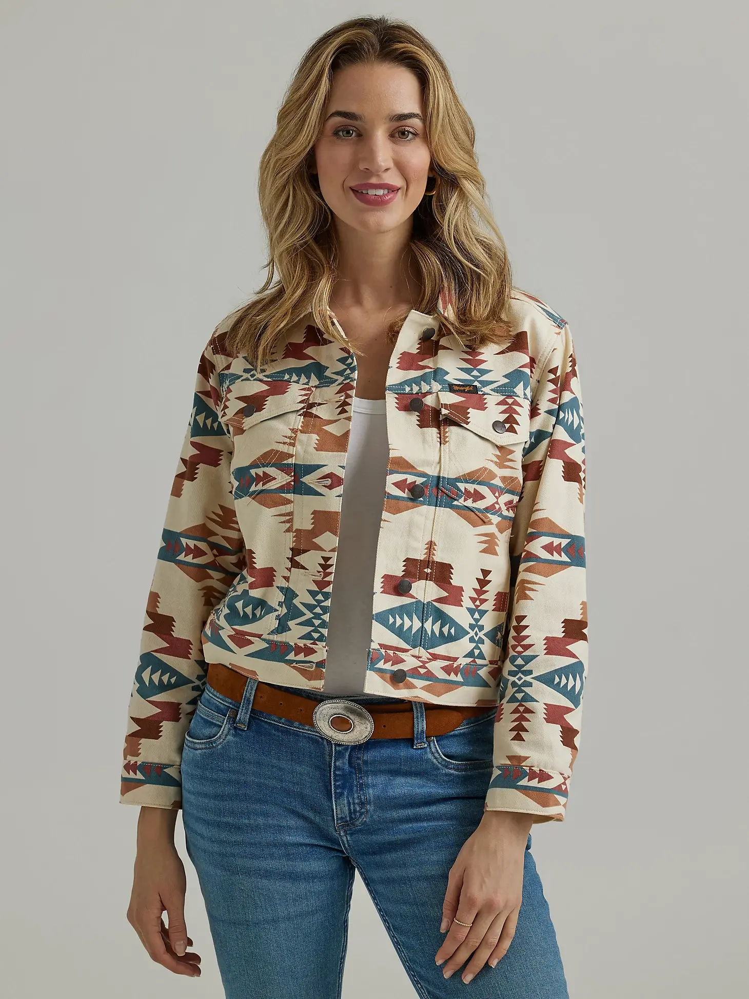WRANGLER WOMEN'S WESTERN PRINTED BOYFRIEND JACKET IN AZTEC