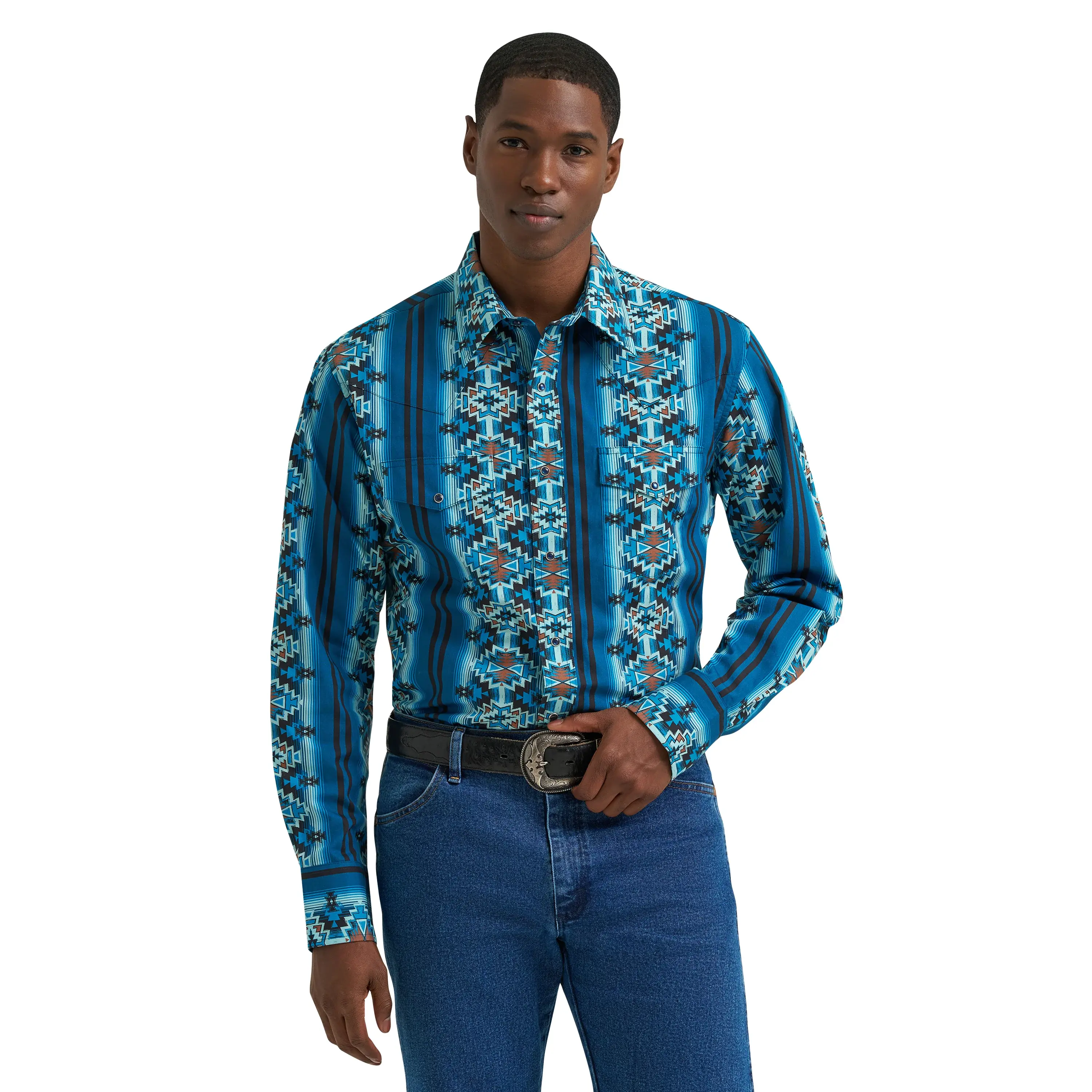 Wrangler Men's Checotah® Turquoise Classic Fit Western Snap Shirt 112385792