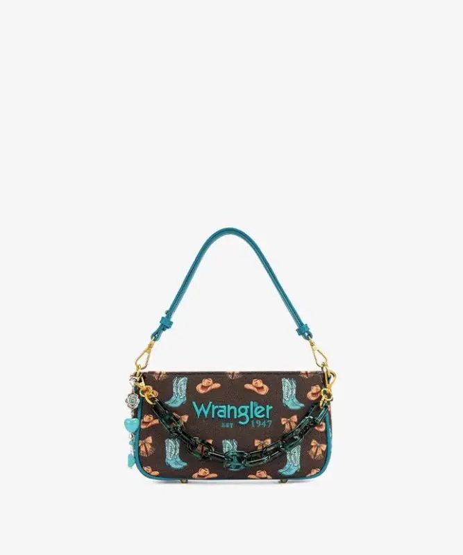Wrangler Coffee Rodeo Icons Western Baguette Shoulder Bag WG524-8633CF