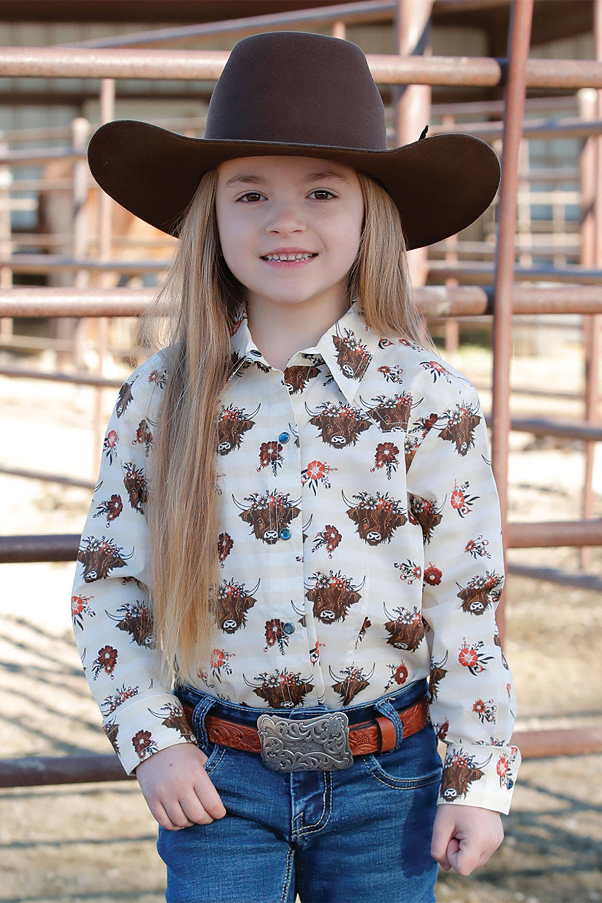 CINCH GIRLS L/S PRINT WESTERN 11/24 - CRE