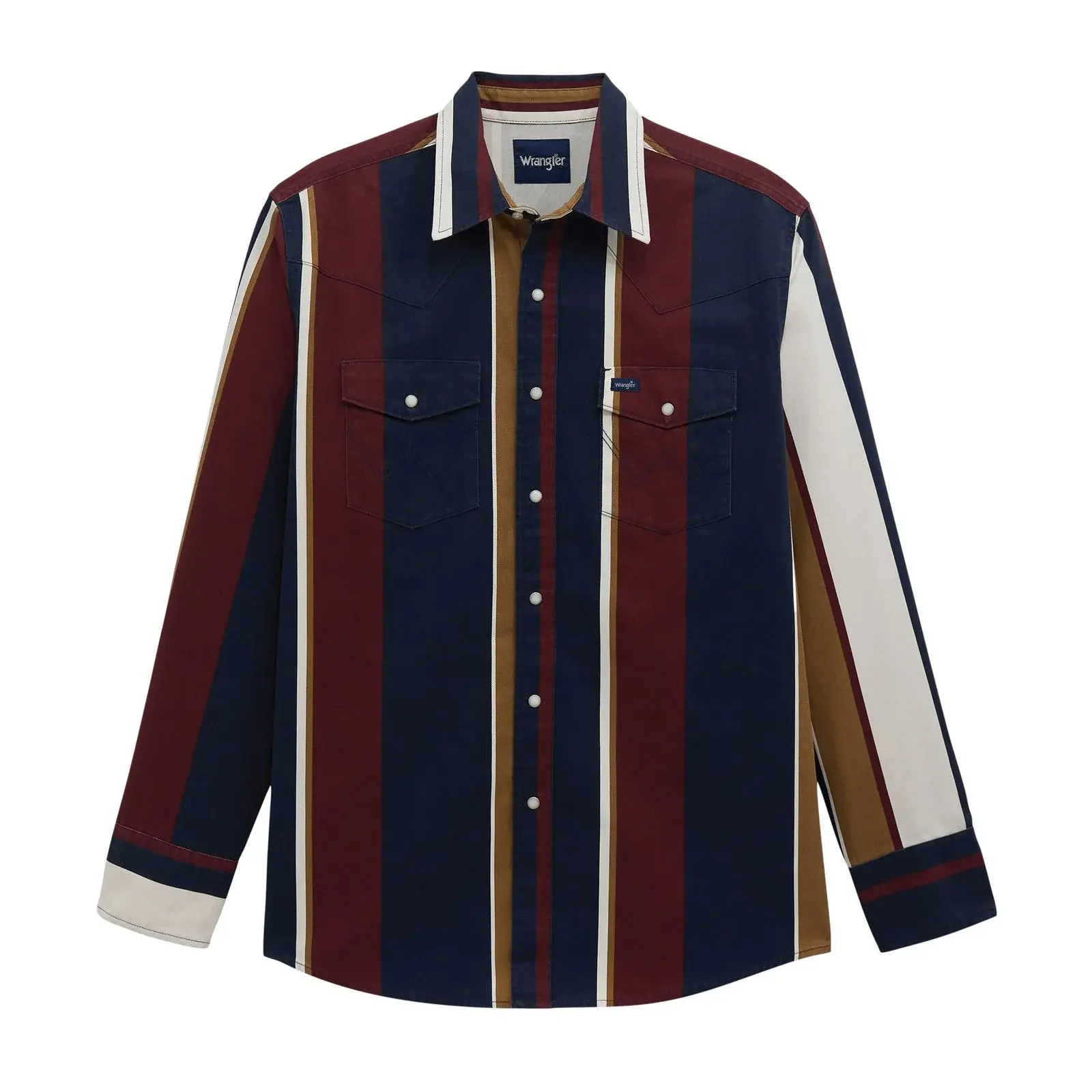 Wrangler® Vintage Inspired Brushpopper Long Sleeve Shirt - Classic Fit - Navy Mu