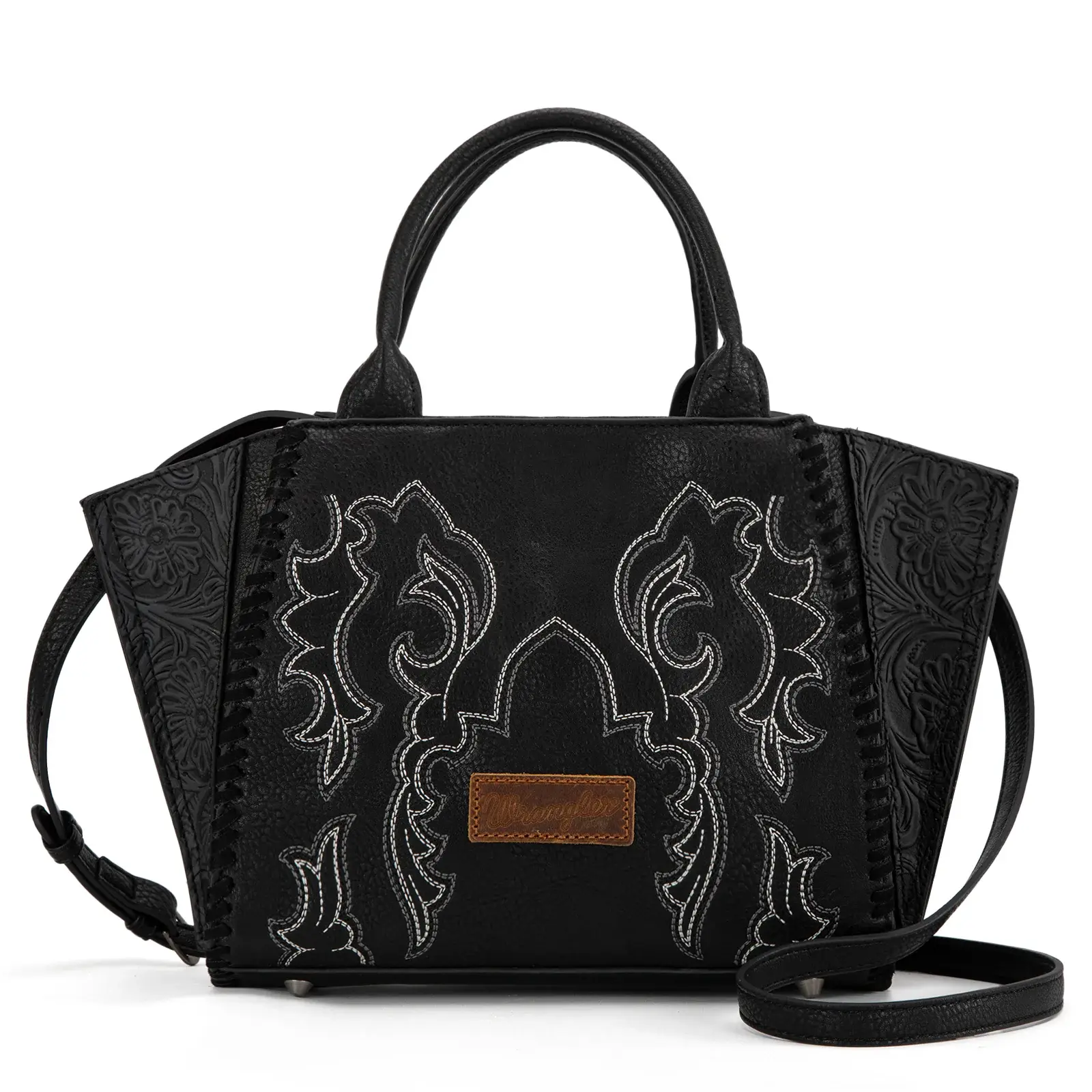 Wrangler Embroidered Trapezoid Concealed Carry Tote/Crossbody -Black