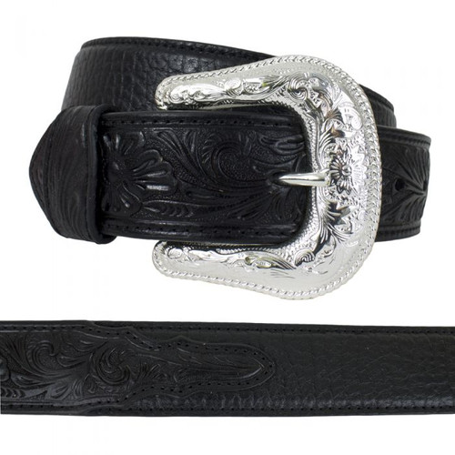 Nocona Men's Black Leather Embossed Western Belt JRs Western Store