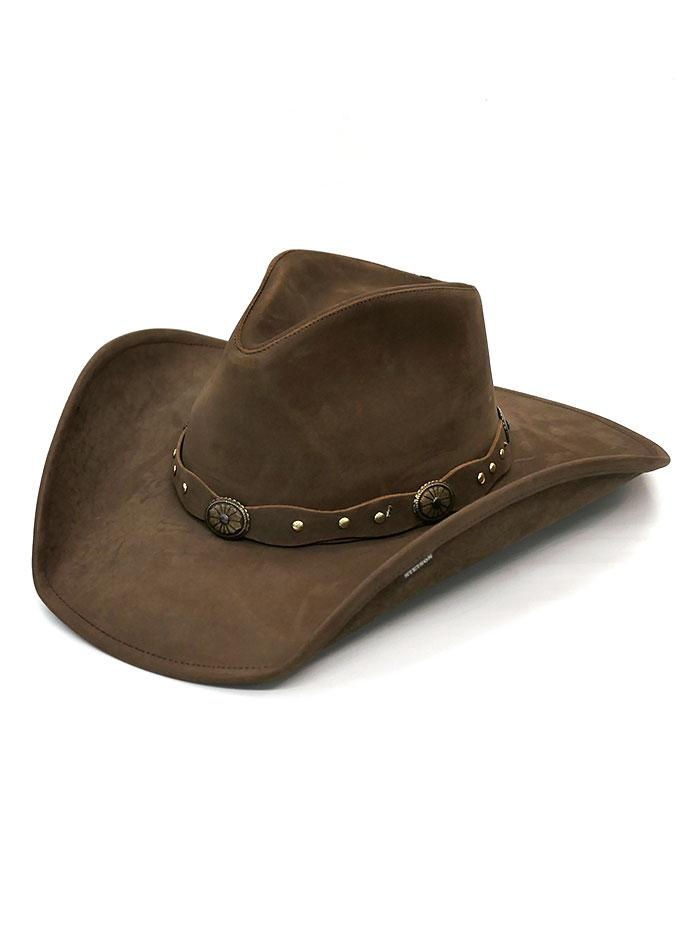 Stetson  Roxbury Shapeable Leather Cowboy Western Hat Mocha