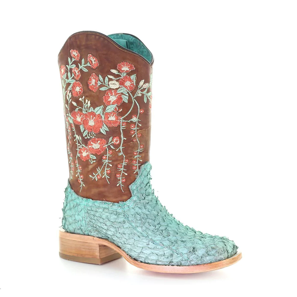 Corral Boots Women`s Turq/Tan Fish 13 Brown Floral Top 10 Turquoise