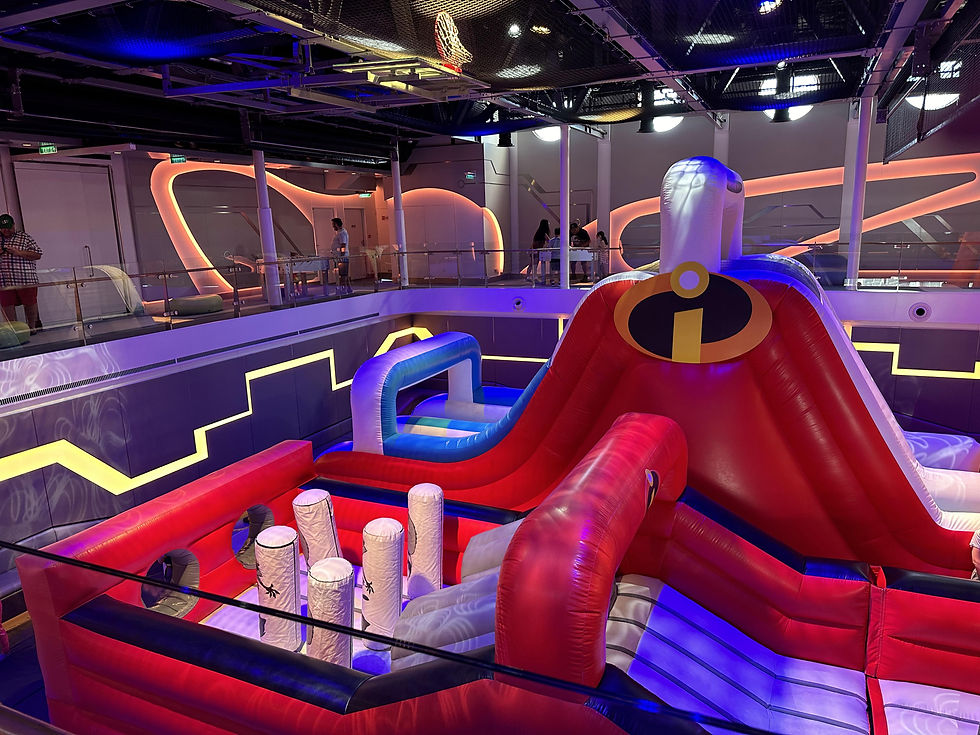 The Hero Zone indoor sports zone with the inflatable Incredicourse set up!