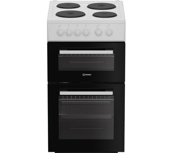 Indesit ITE5EMW Twin Cavity Electric Cooker with Solid Hob
