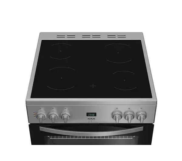 Thumbnail: Indesit IDE6VDCS1 60cm Electric Cooker with Ceramic Hob - Double Oven - Silver