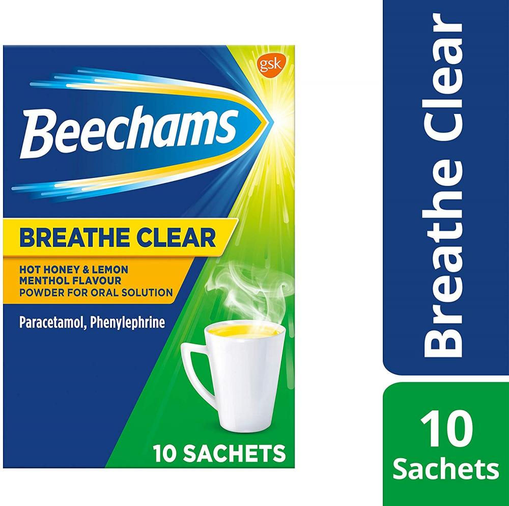 Beechams Breathe Clear Sachets Hot Honey & Lemon Menthol - 10 Sachets
