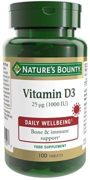 Vitamin D3 25 μg (1000 IU) 100 Tablets