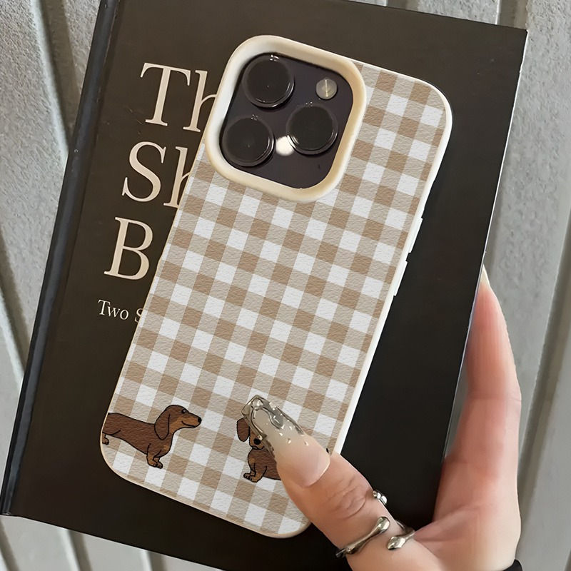 Thumbnail: Plaid Sausage Dog Textured Phone Case for iPhone