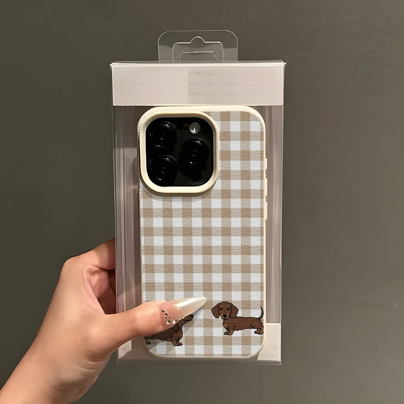 Thumbnail: Plaid Sausage Dog Textured Phone Case for iPhone