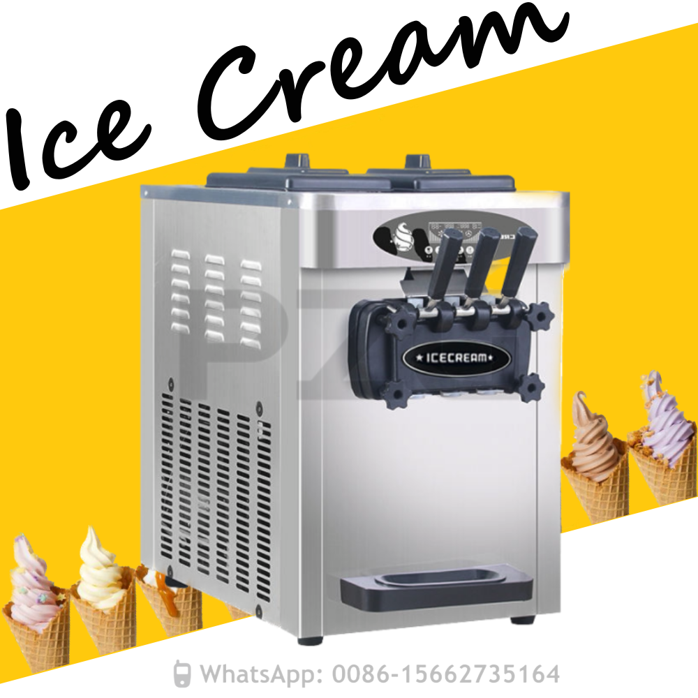 110/220V Commercial Automatic Three Flavors Soft Serve Ice Cream Machine Maker F