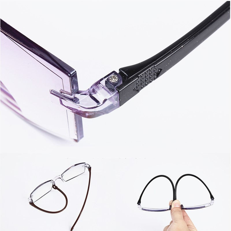 Thumbnail: Men Women Rimless Reading Glasses Anti Blue Light Bifocal Far Near Magnification