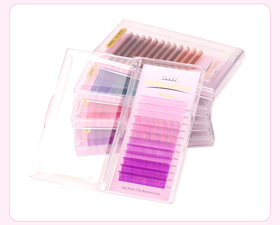 Thumbnail: Lashprofessor Pink Red Green Blue Purple Yellow Eyelash Extensions Makeup Gradie