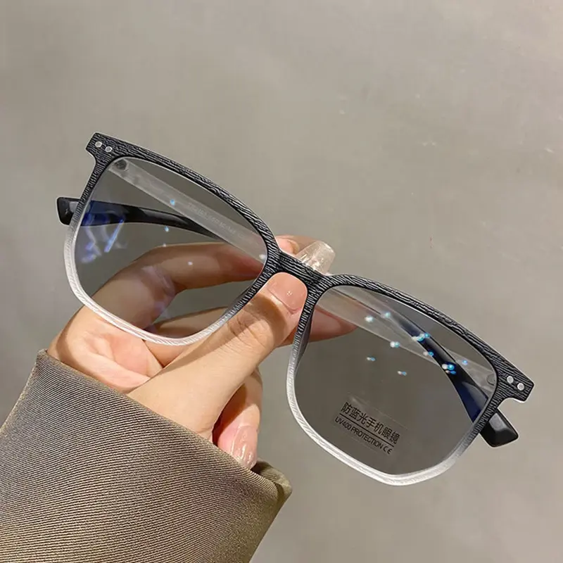 Thumbnail: Fashion Photochromic Myopia Glasses Men Women Square Anti Blue Light Finished Pr