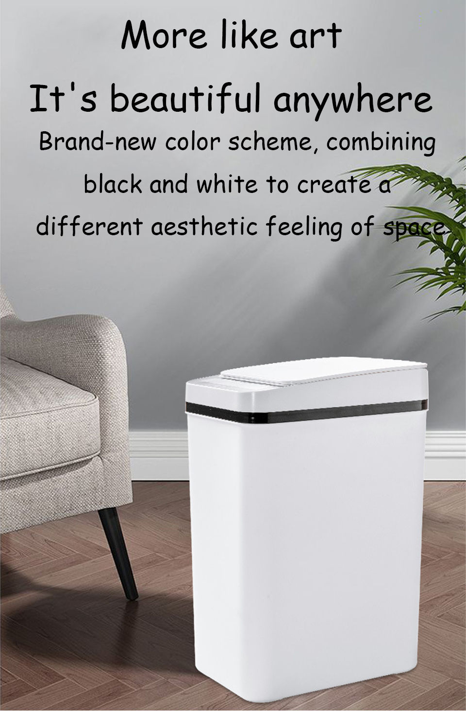Thumbnail: Bathroom Touchless Trash,12L Motion Sensor-Activated Trash Can with Lid,Automati