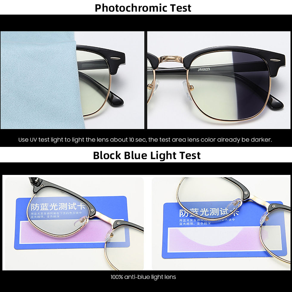 Thumbnail: Semi Rimless Photochromic Glasses Men Anti Blue Light Blocking Color Changing Ey