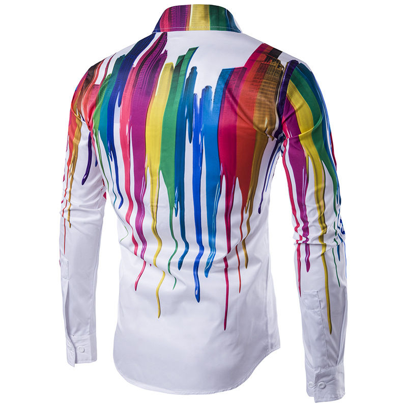 Thumbnail: 2023 selling high-quality fashion 3D printing slim shirt men's high-end long-sle