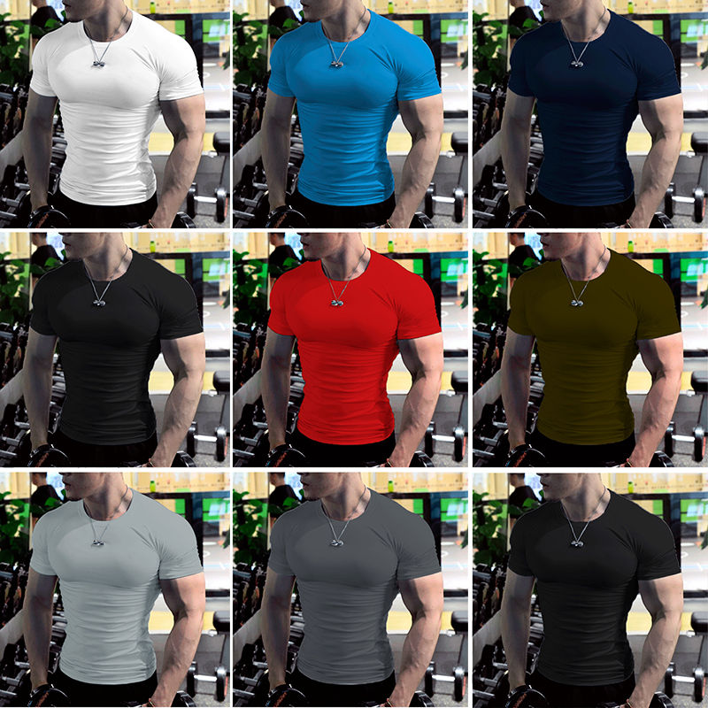 Thumbnail: Summer Men Running Sport t-Shirts Fitness Gym t Shirt Men Short Sleeve Bodybuild