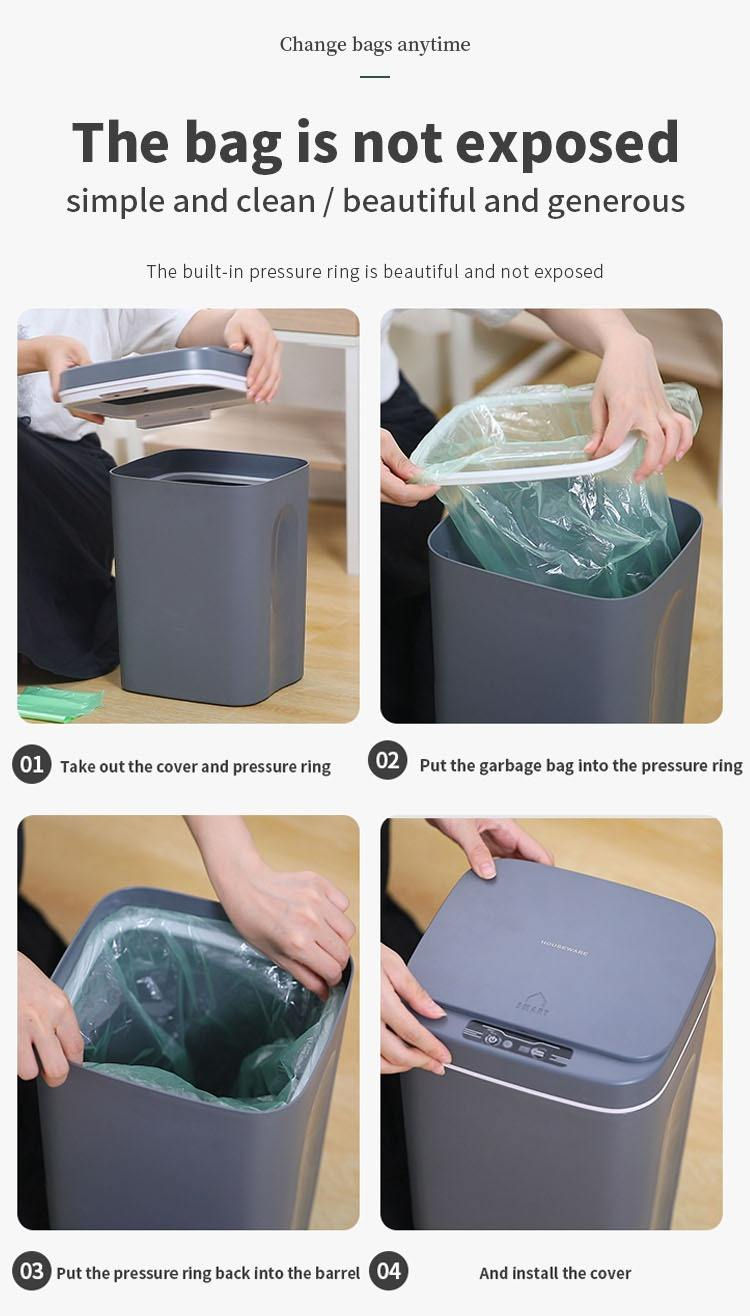 Thumbnail: 16L Automatic Sensor Trash Can Electric Touchless Smart Bin Kitchen Bathroom Wat