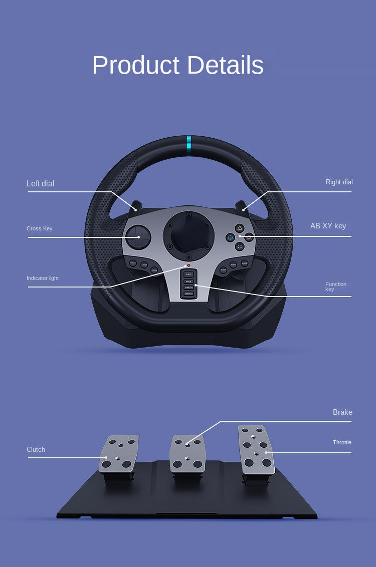 Thumbnail: Racing Game Steering Wheel 900 Degree Car Simulator pc PS4 Switch Game Console D